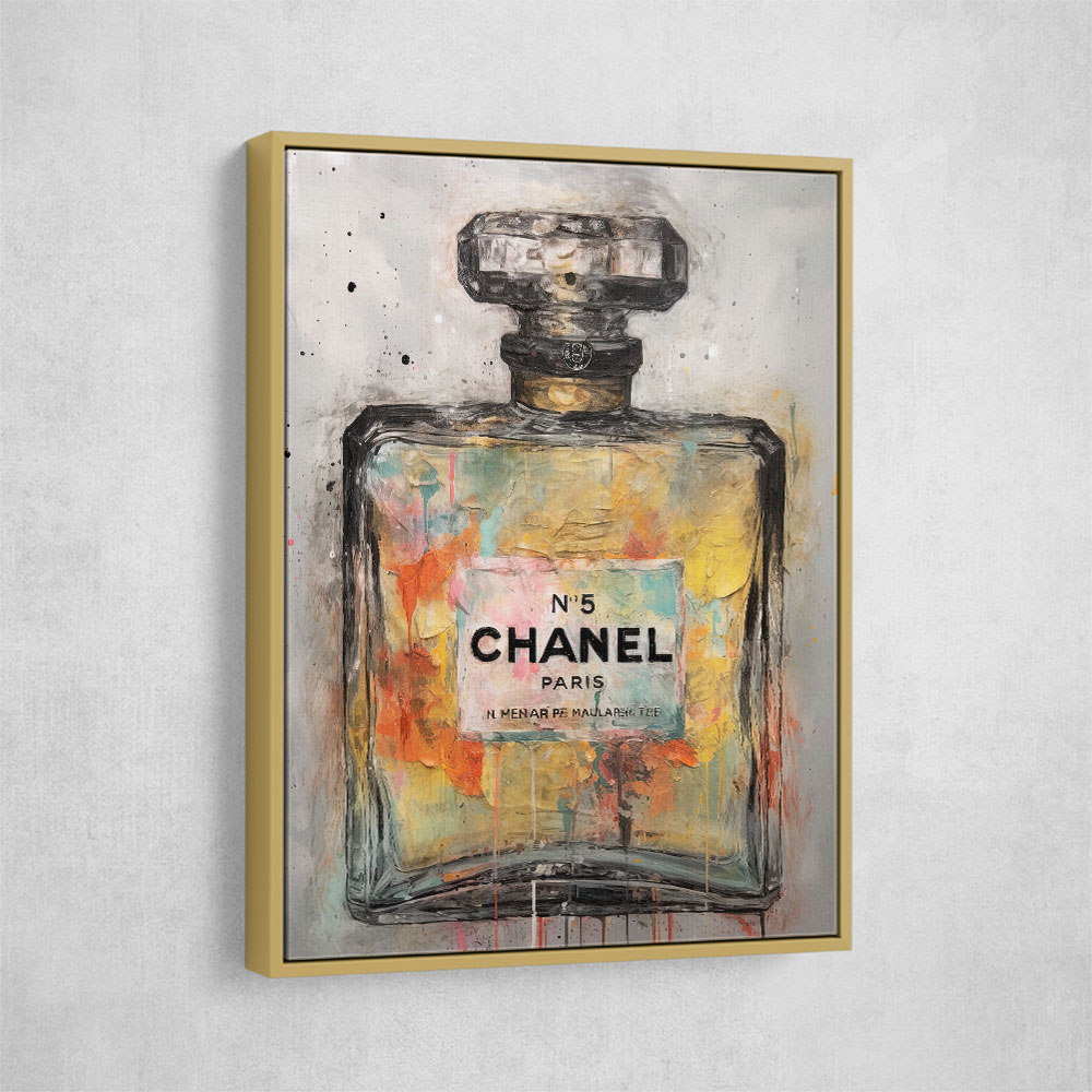 N°5 CHANEL 油彩画 金色フレーム N°5 CHANEL 油彩画 金色フレーム Chanel No5 Gold Fashion Glam